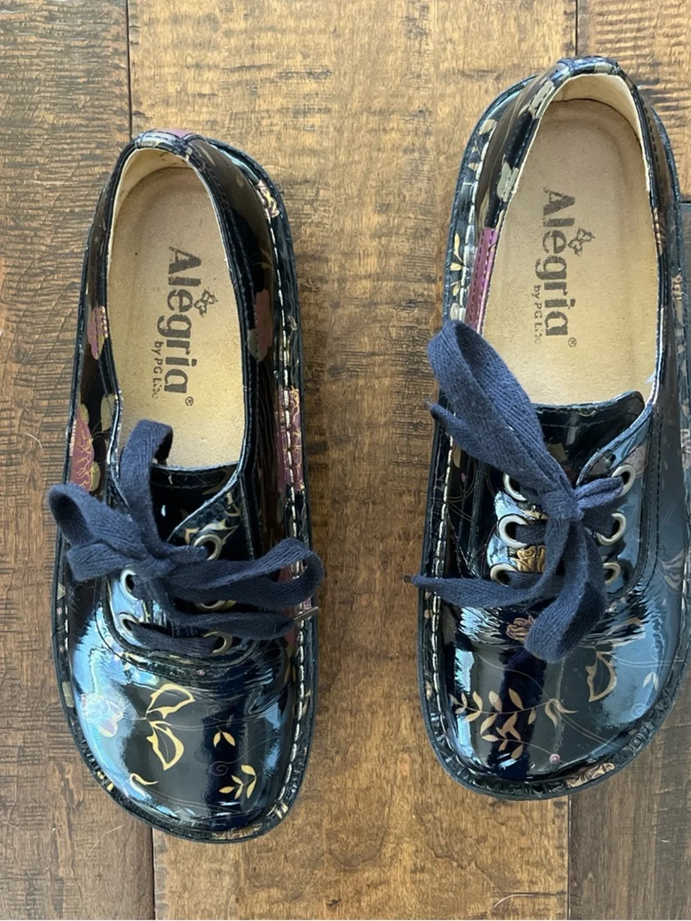 Alegria Abbi comfort lace-up black patent leather platform shoes sz 37 - Picture 2 of 8